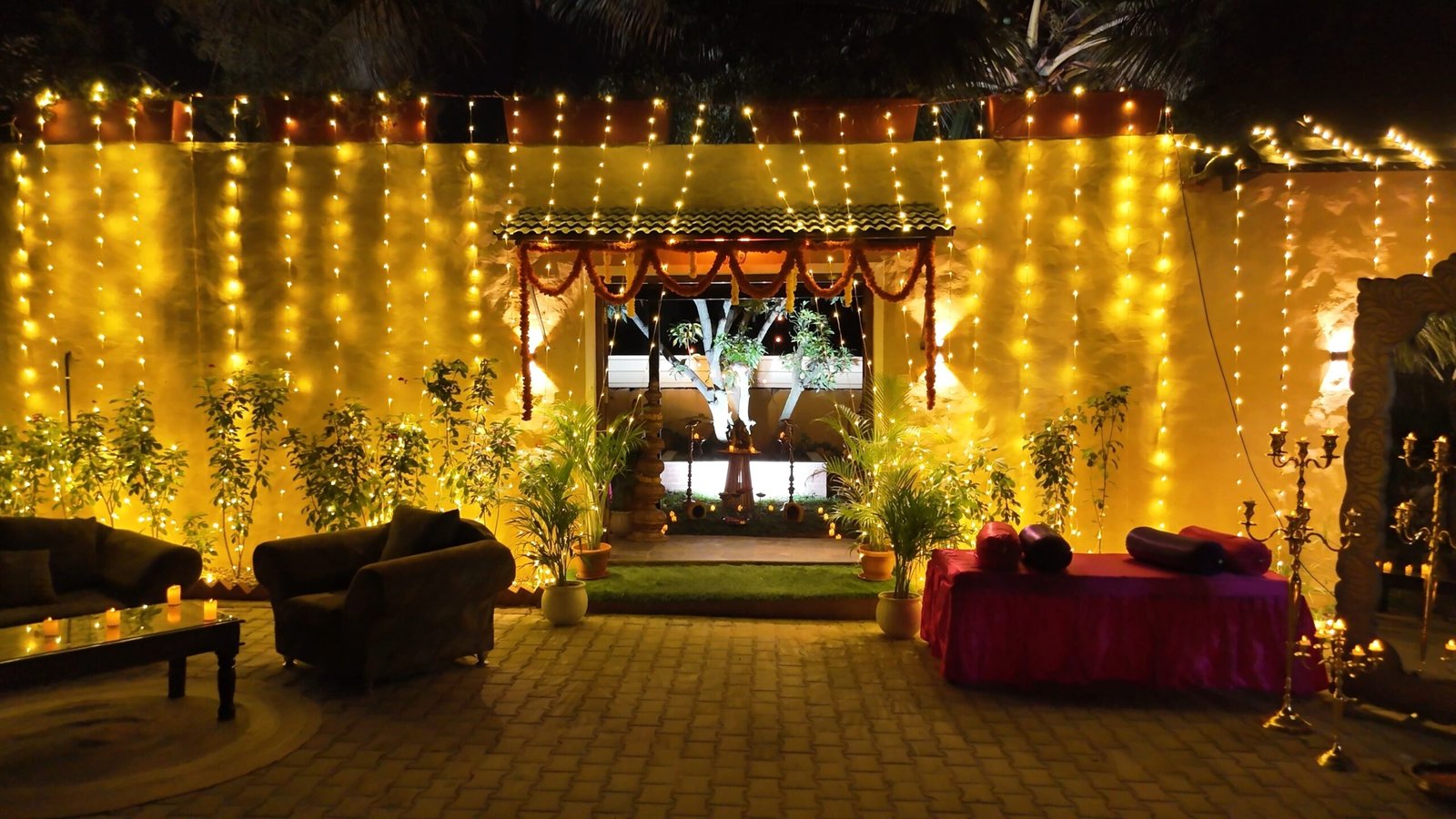 Spectacular outdoor wedding setup at a Jade Hospitainment luxury estate in Bangalore